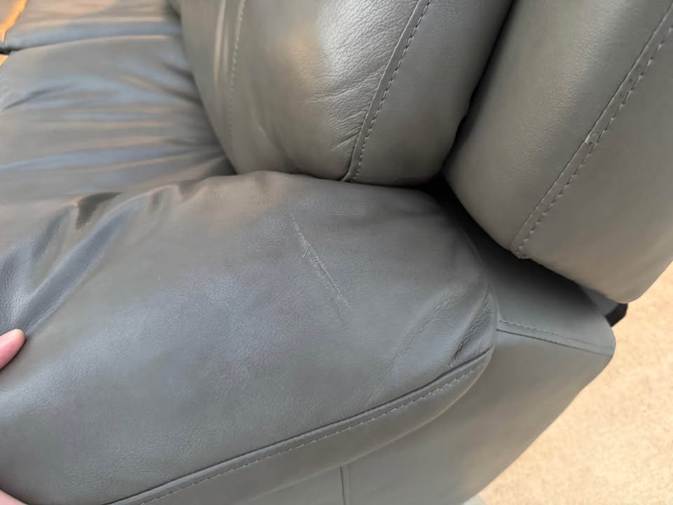 Grey 3-piece Top-grain Leather Triple Power Motion Living Room Set