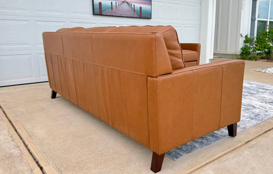 Mid Century Modern Leather Sofa Set