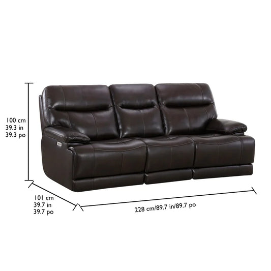 Brown Leather Power Reclining Sofa Set – With Power Head Tilt