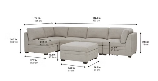 Thomasville Tisdale Modular Sectional 6-piece Taupe with Storage Ottoman