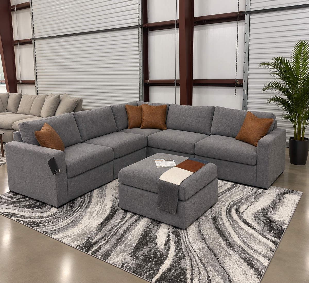 Modmax Next-Gen Nuvella™ Performance Fabric 5-Piece Sectional + Ottoman