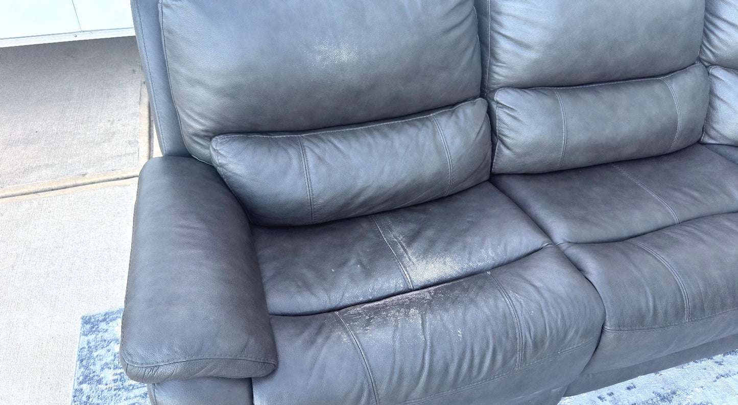 Gray Leather Power Sectional