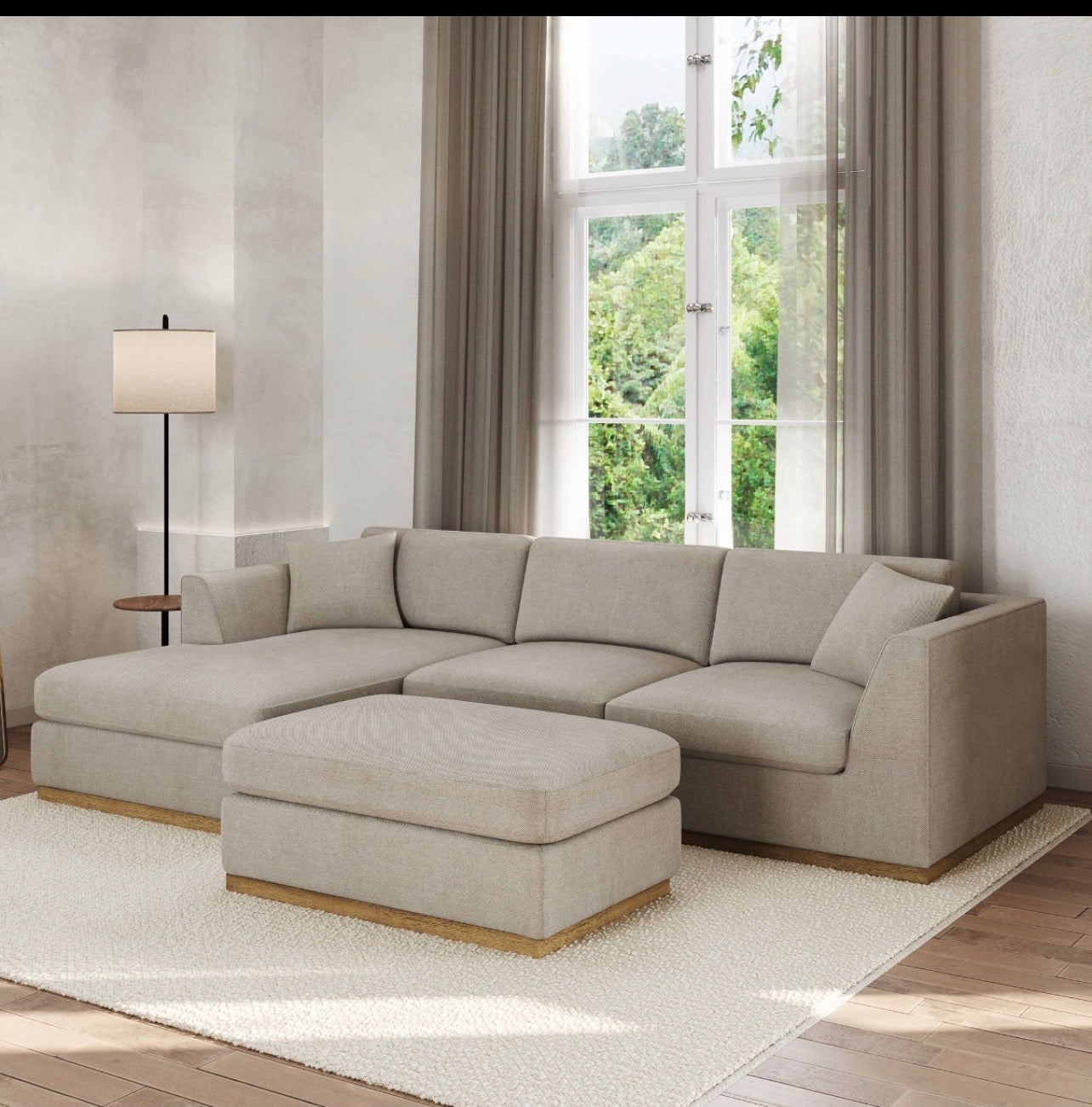 Henredon Caley Reversible Sofa Chaise with Ottoman