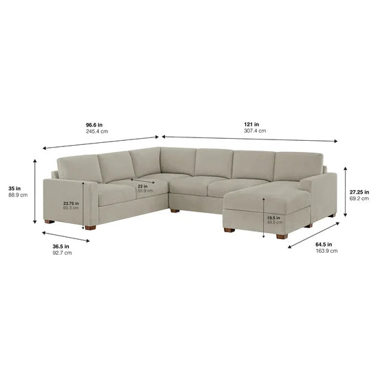 Fabric Sectional with Storage Chaise