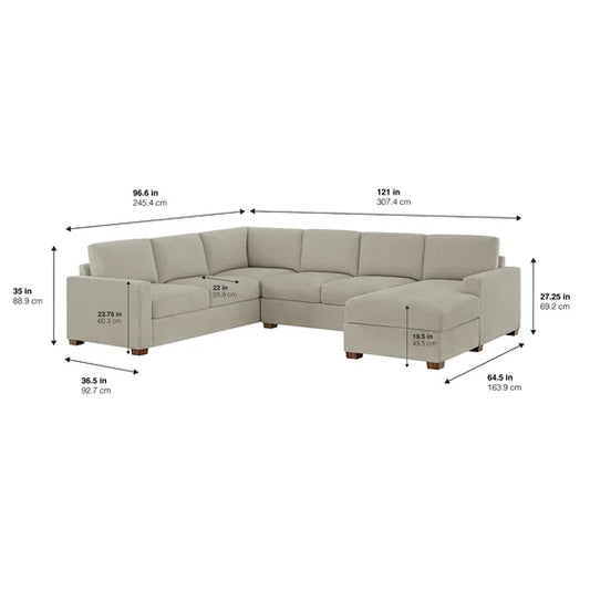 Fabric Sectional with Storage Chaise