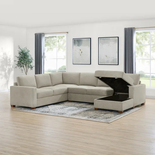 Fabric Sectional with Storage Chaise