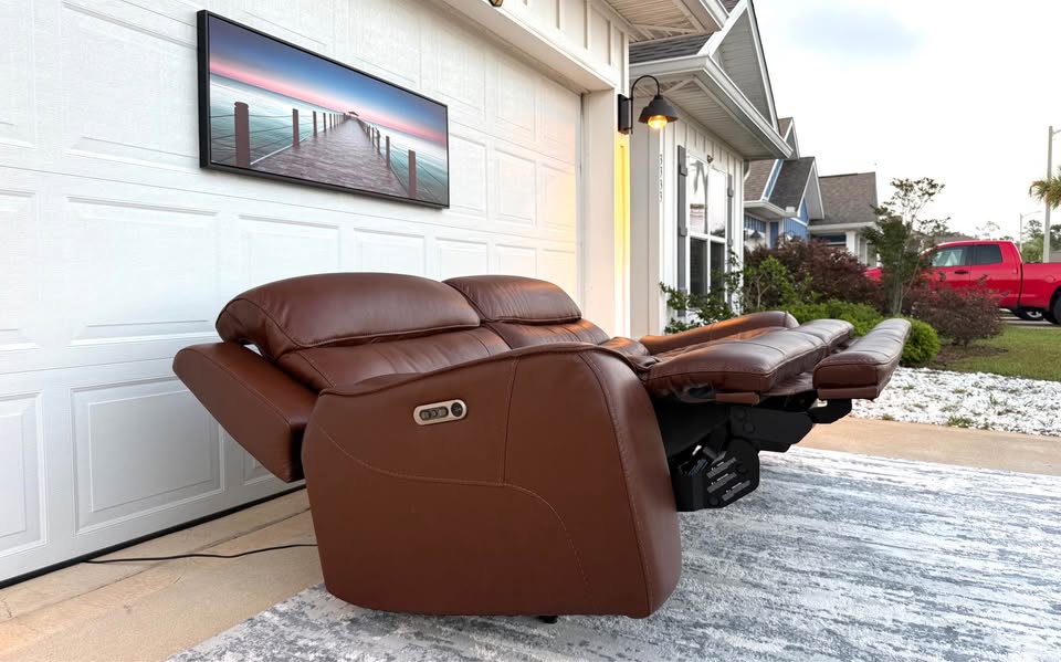 Mocha Brown Power Recliner with Head Tilt