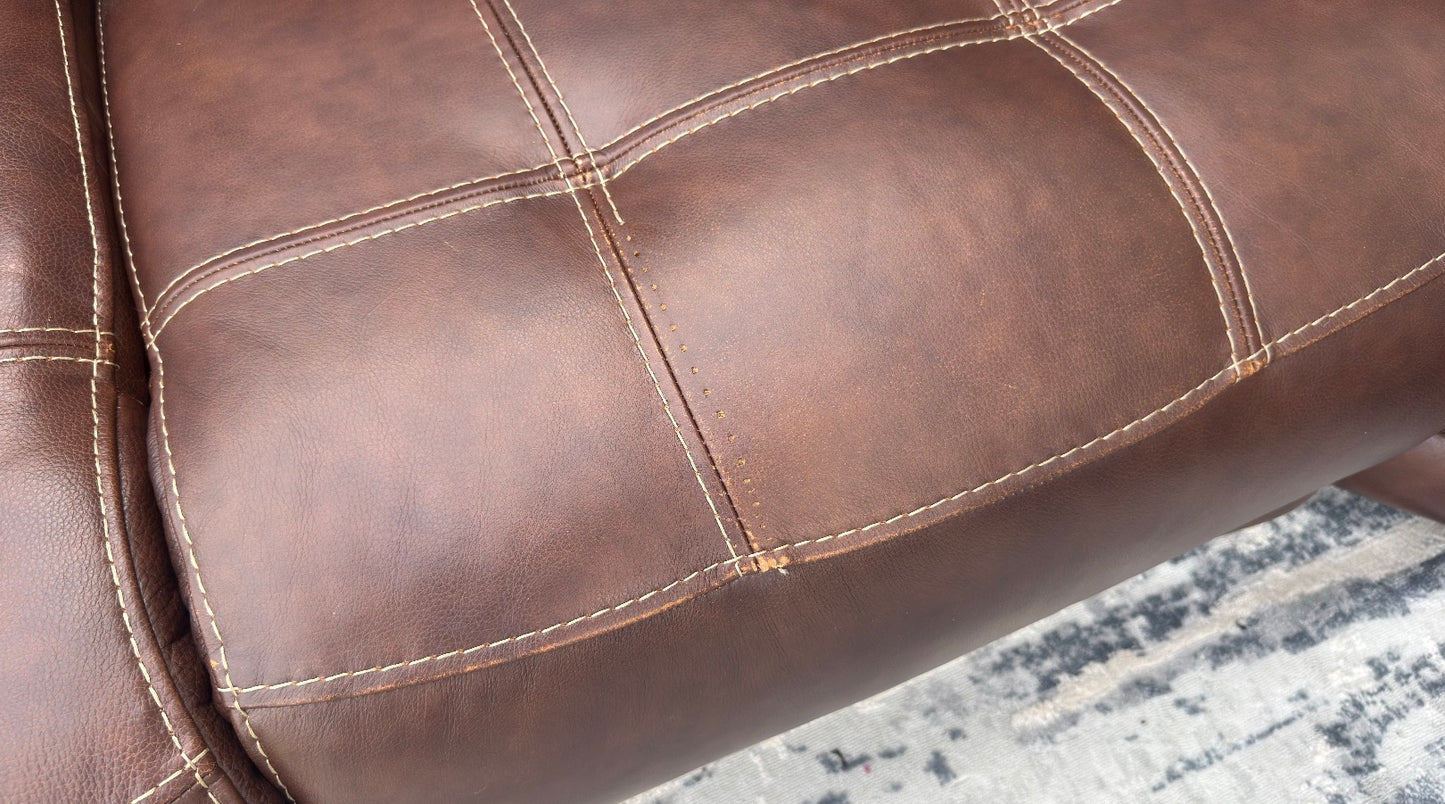 Brown Leather Power Recliner Sectional