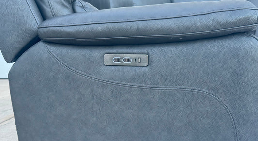 Gray Leather Power Sectional