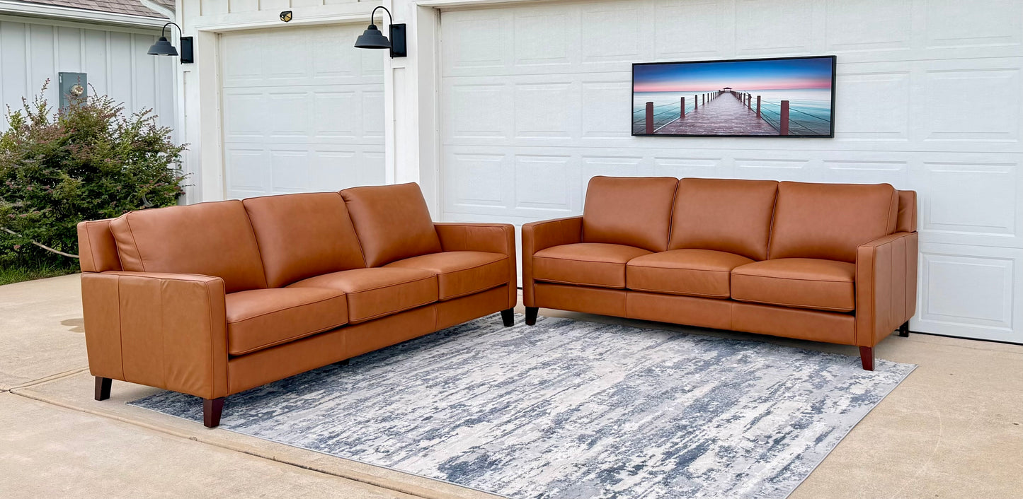 Mid Century Modern Leather Sofa Set