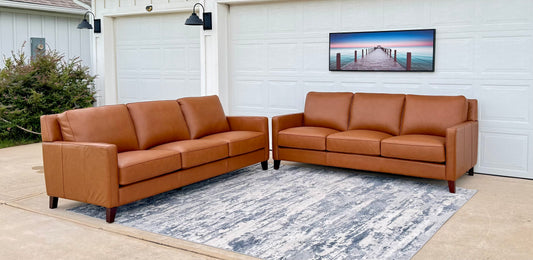 Mid Century Modern Leather Sofa Set