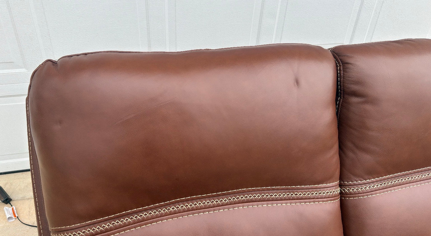 Brown Leather Power Recliner With Head Tilt