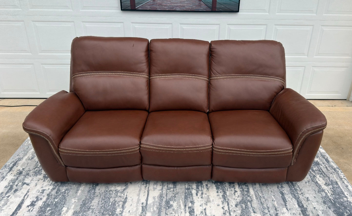 Brown Leather Power Recliner With Head Tilt