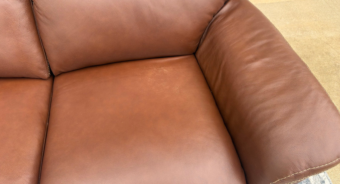 Brown Leather Power Recliner With Head Tilt