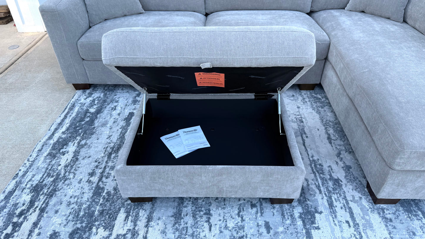 Grey 3 Piece Sectional with storage Ottoman