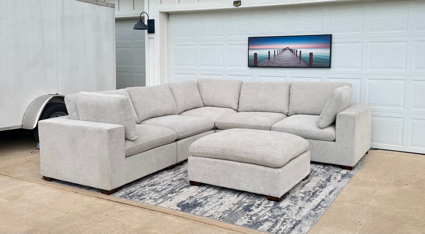 Grey Modular Sectional with Ottoman