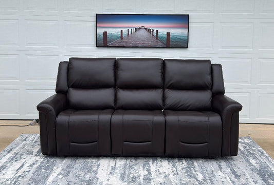Dark Brown Leather Power Recliner With Head Tilt
