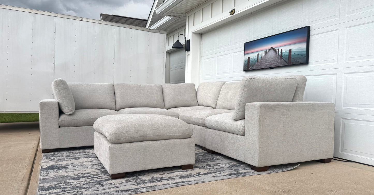 Grey Modular Sectional with Ottoman