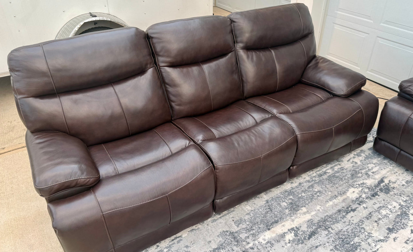 Brown Leather Power Reclining Sofa Set – With Power Head Tilt