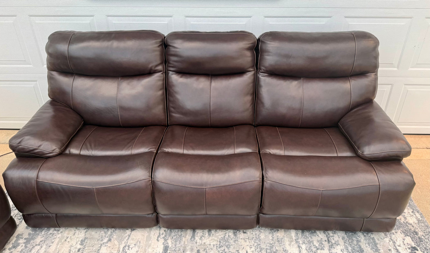 Brown Leather Power Reclining Sofa Set – With Power Head Tilt