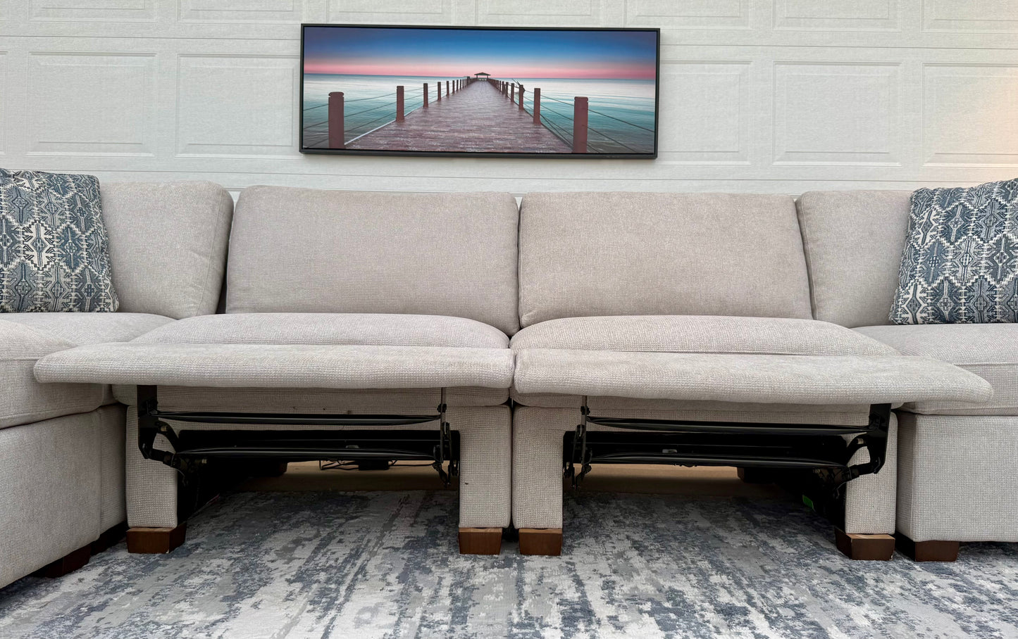 Gray 6-piece Fabric Modular Power Sectional
