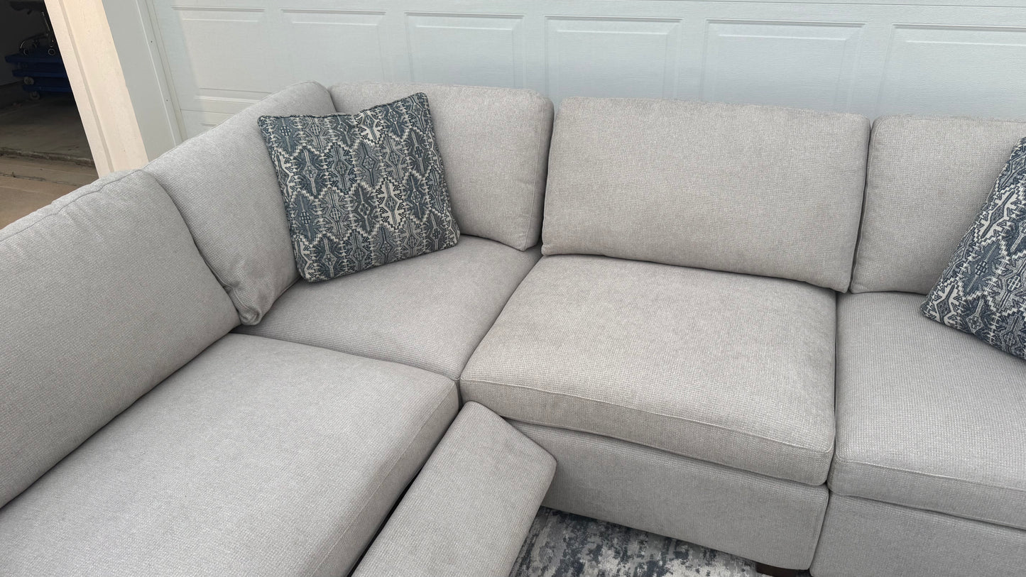 Gray 6-piece Fabric Modular Power Sectional