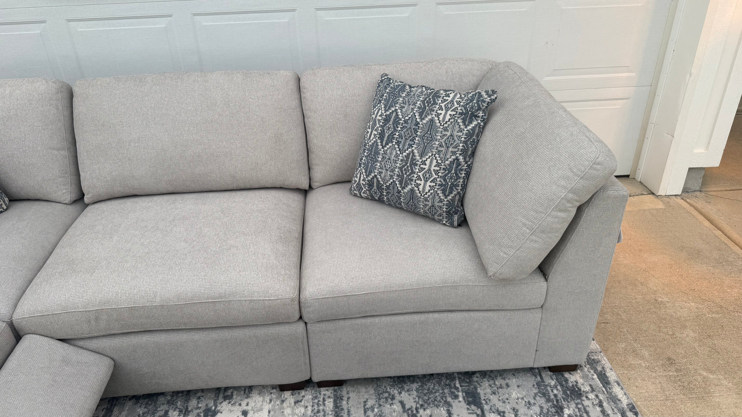 Gray 6-piece Fabric Modular Power Sectional
