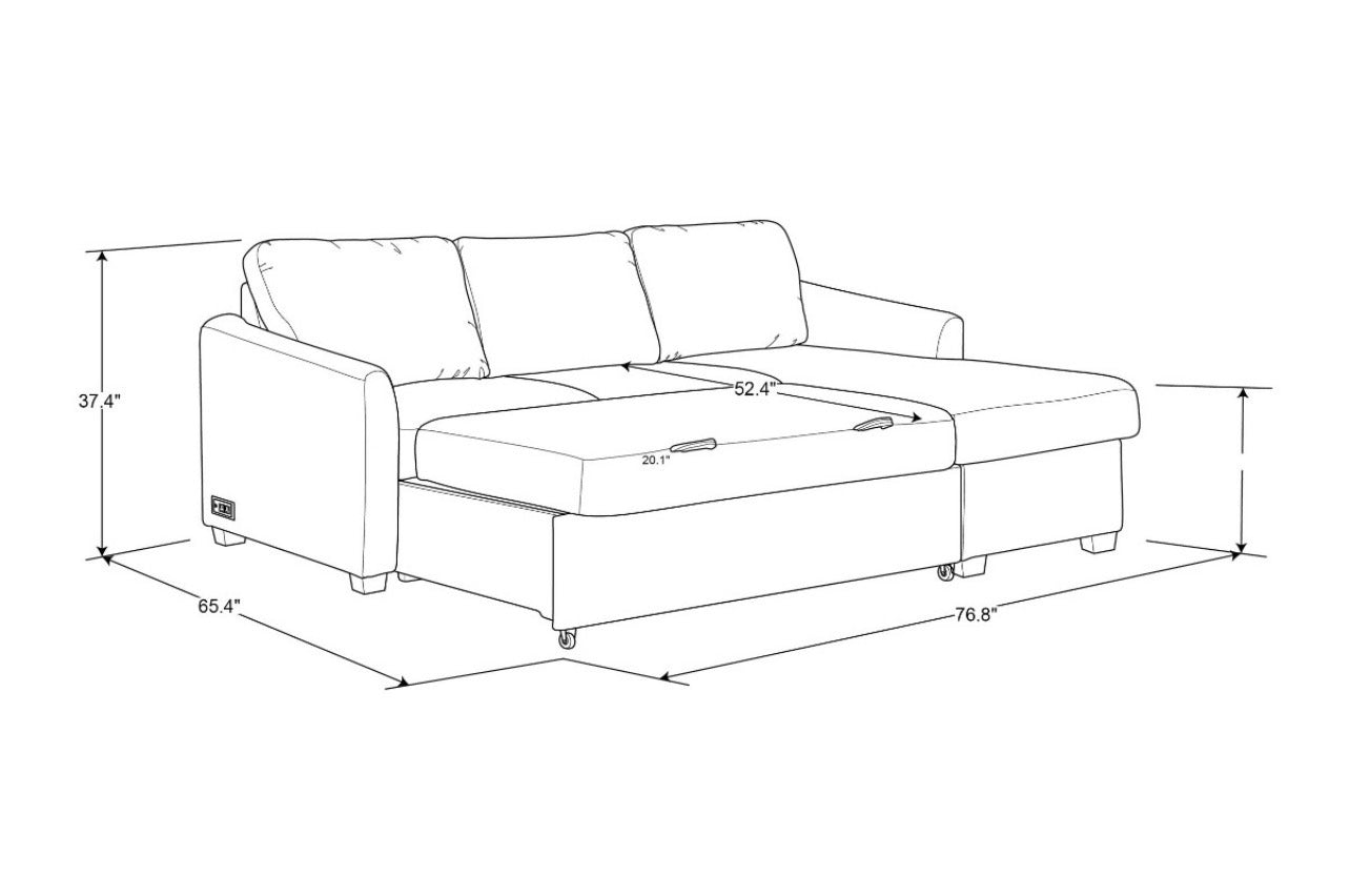 Beige sleeper Sofa With Chaise