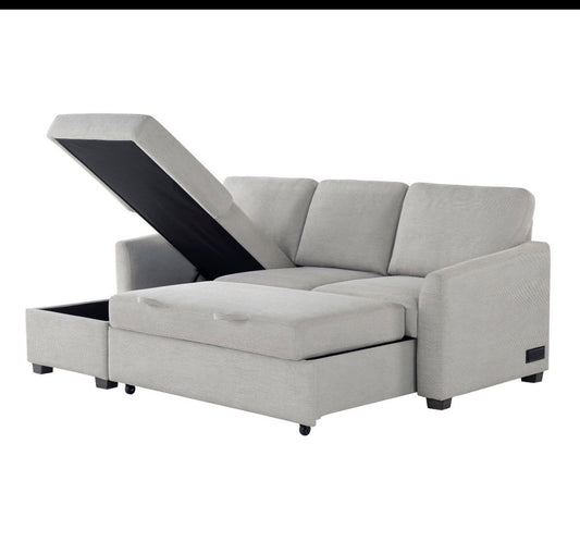Beige sleeper Sofa With Chaise