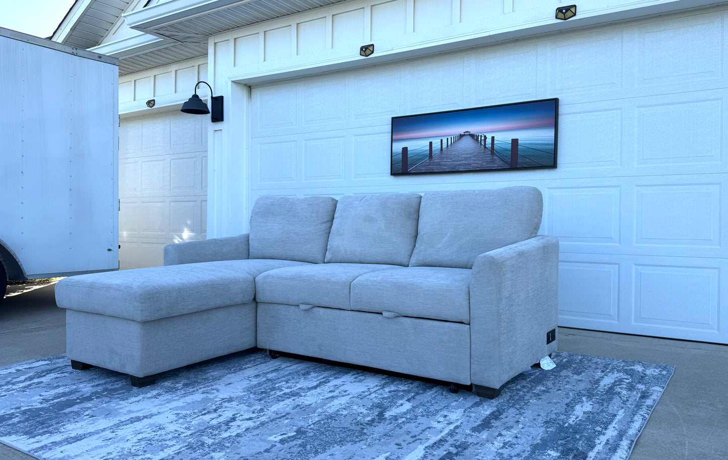 Beige sleeper Sofa With Chaise