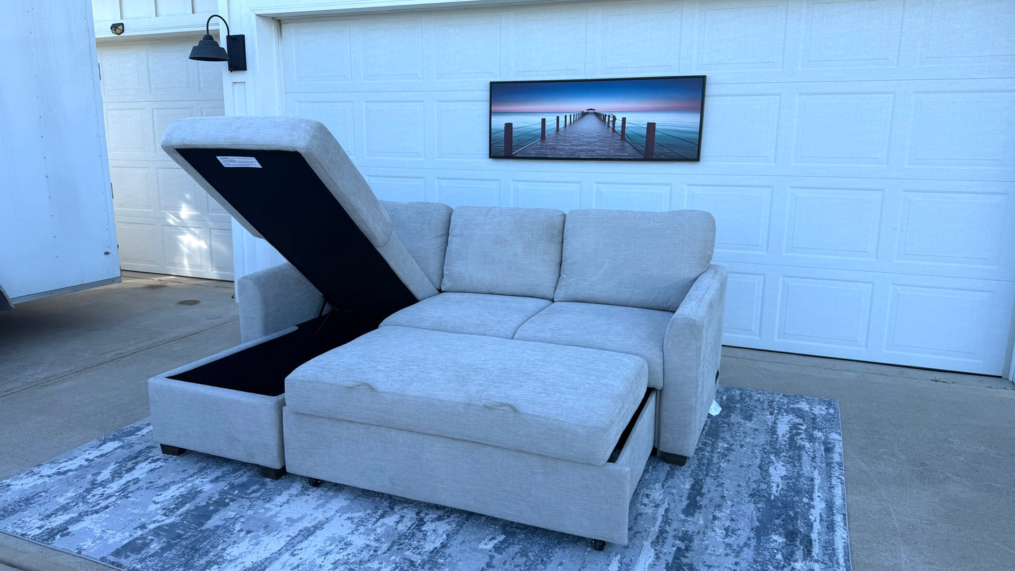 Beige sleeper Sofa With Chaise