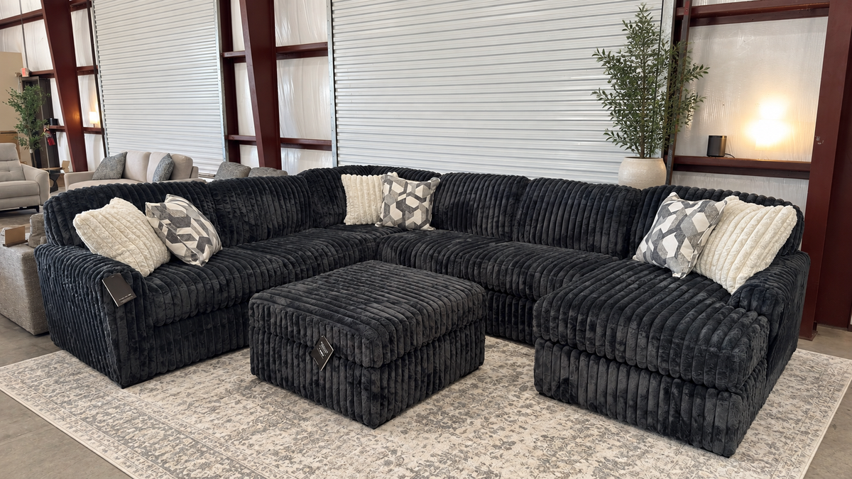 Midnight Madness 4-Piece Sectional + Oversized Ottoman