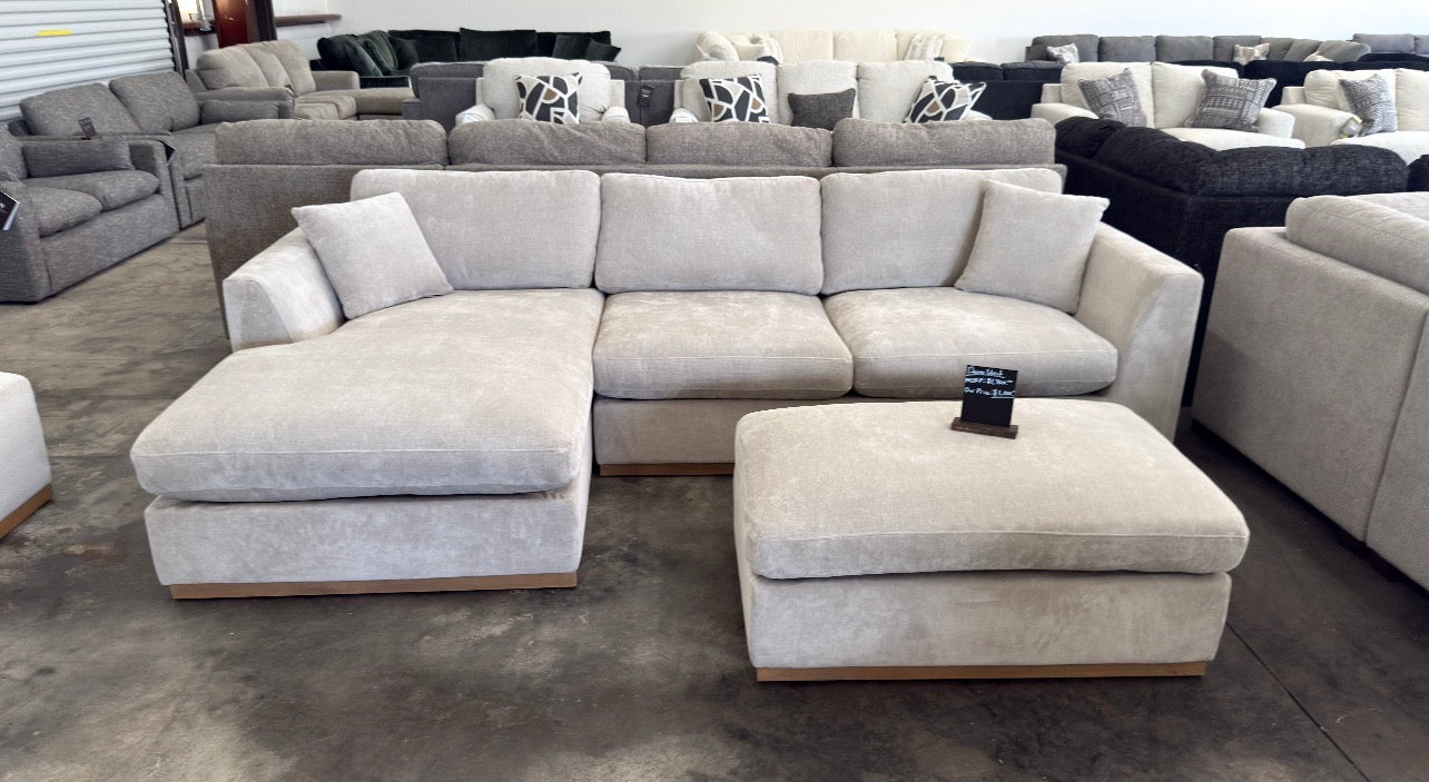 Henredon Caley Reversible Sofa Chaise with Ottoman - Taupe