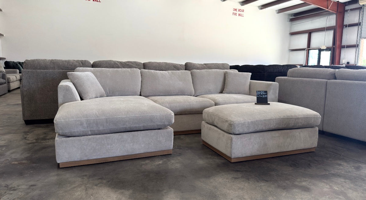 Henredon Caley Reversible Sofa Chaise with Ottoman - Taupe