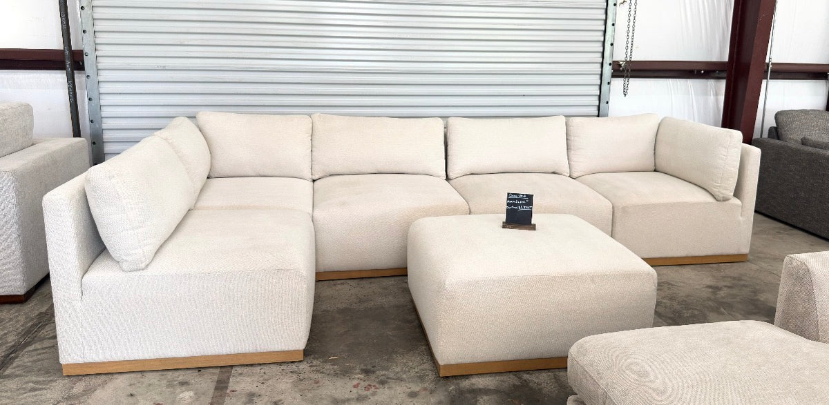 Henredon Murphy Fabric 6-piece Modular Sectional with Ottoman
