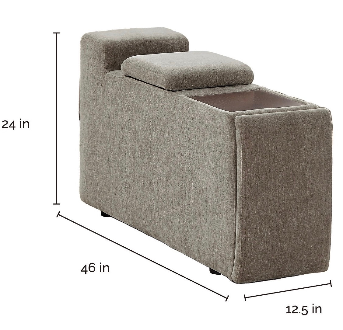 Taupe Modular Sectional  – Storage Consoles with Wood Tray