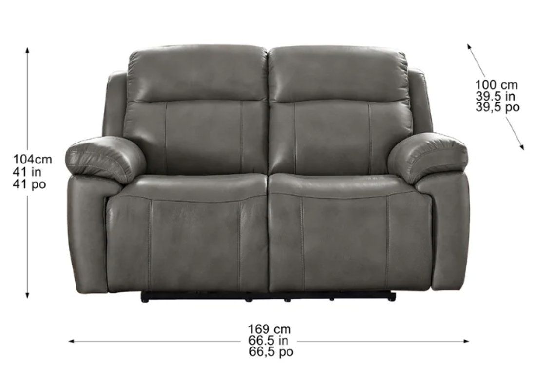 Grey 3-piece Top-grain Leather Triple Power Motion Living Room Set