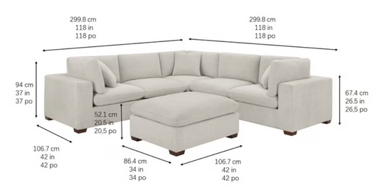 Thomasville Lowell 6-piece Modular Sectional - Light Gray